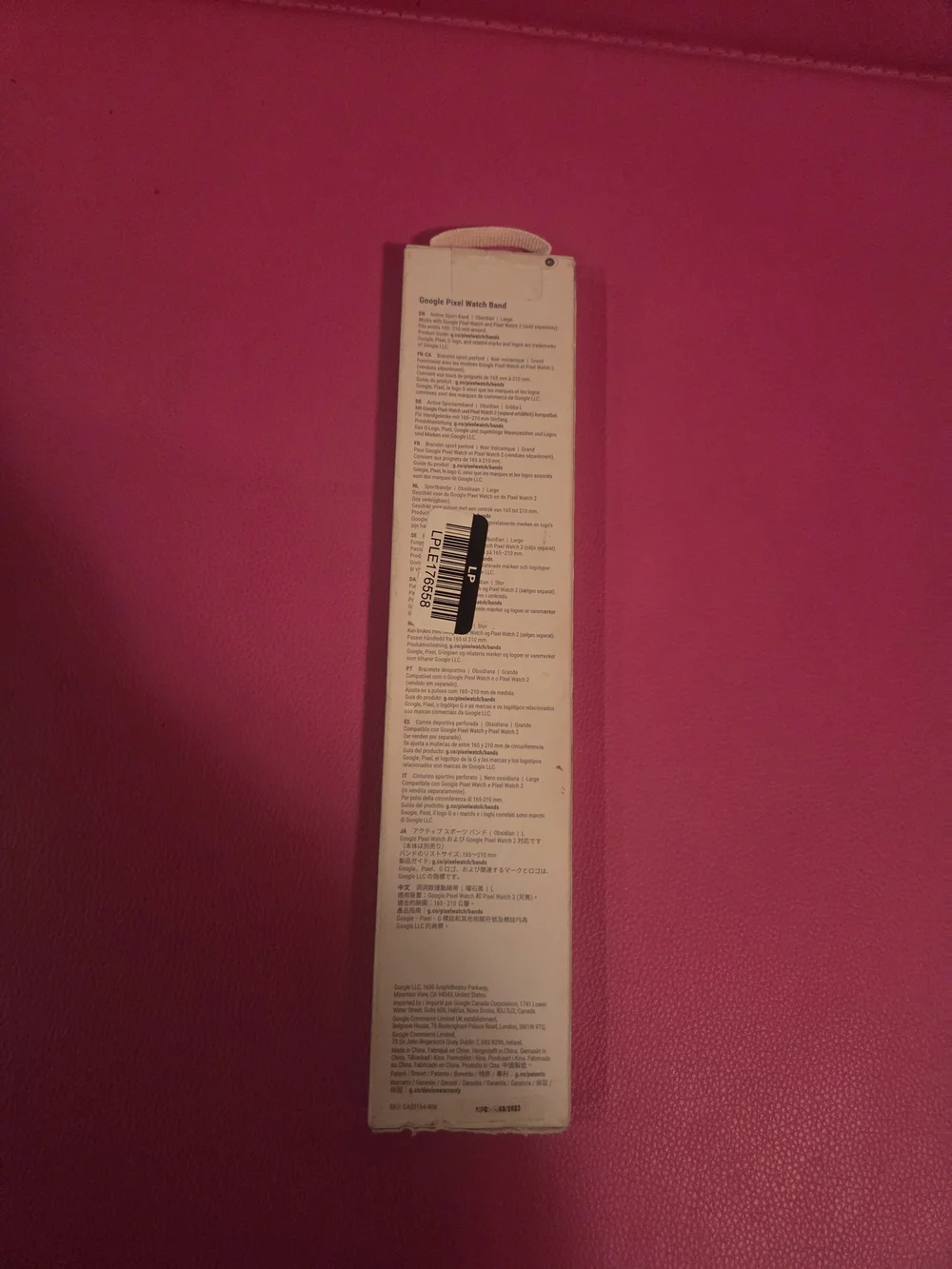 Google Black Pixel Watch Sport Band- Size Large